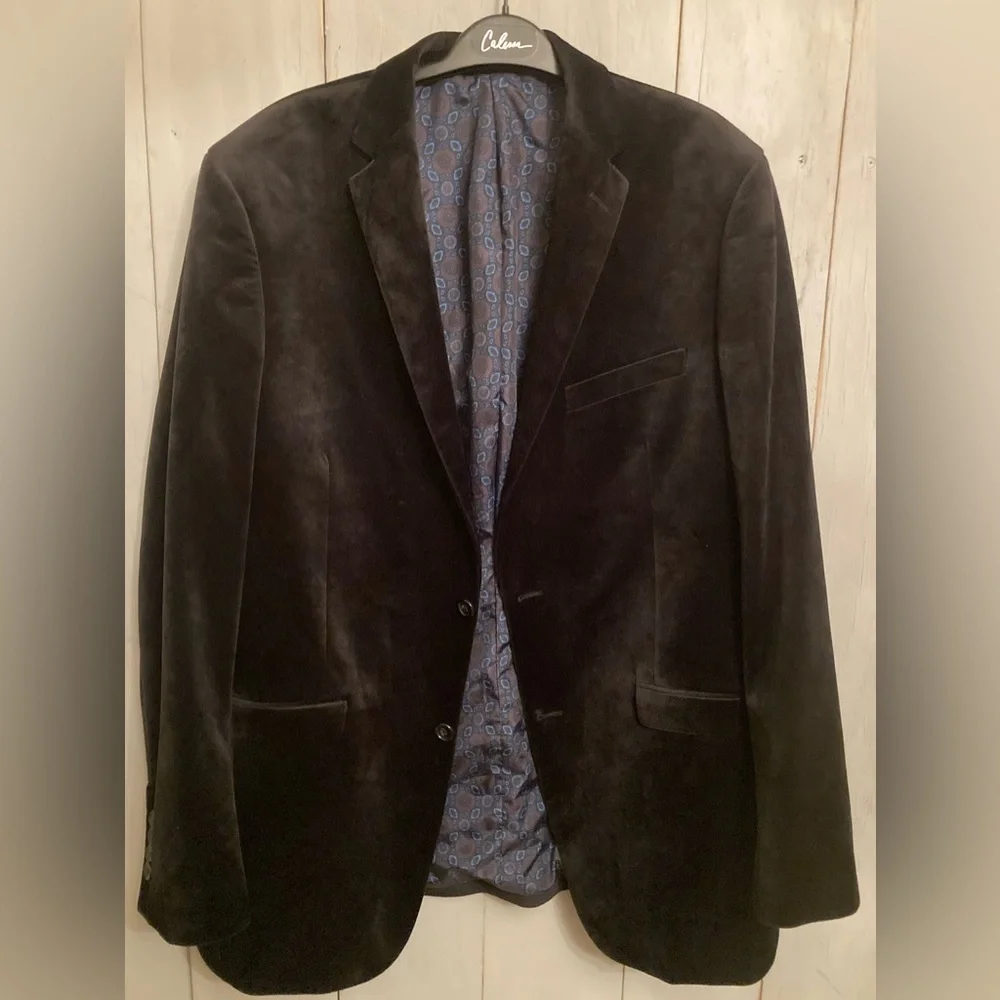 BACHRACH Black Velvet 2 Button Sportscoat Jacket Blazer‎ Sz 42L